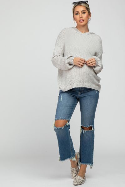 Pinkblush Women's Blue Frayed Wide Leg Cropped Jeans