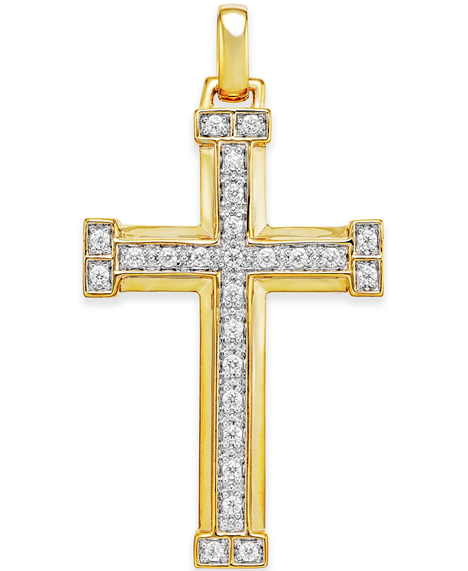 Мужской кулон в виде креста с бриллиантами (3/8 ct. t.w.) в золоте 10k