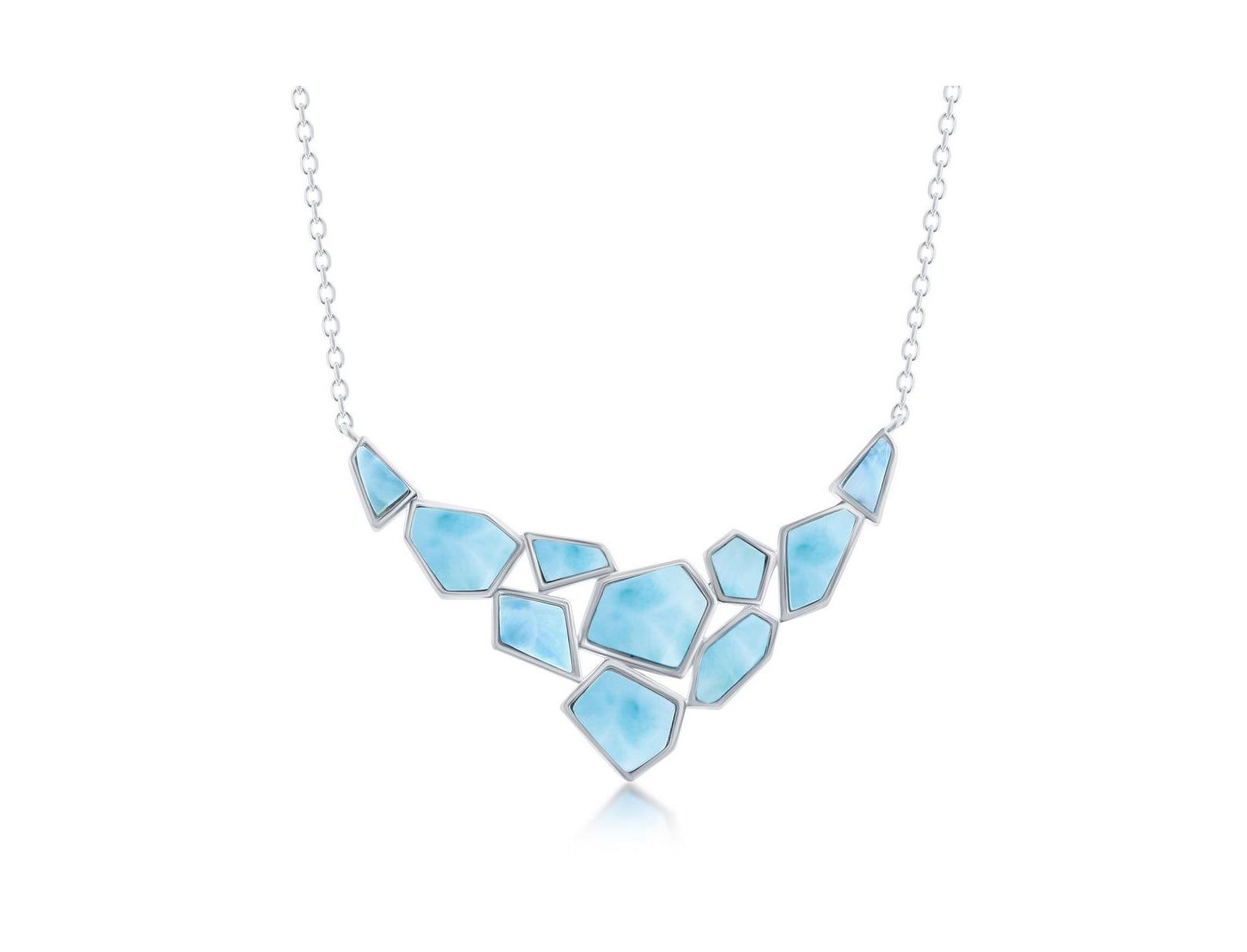 Ожерелье Sterling Hexagon & Multi-Shaped Larimar Caribbean Treasures