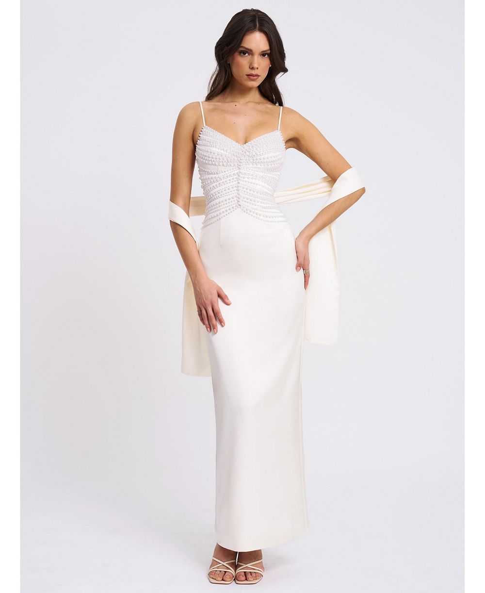 Miss Circle Женское платье Karmen Pearl Top Pencil Slip Gown with Scarf