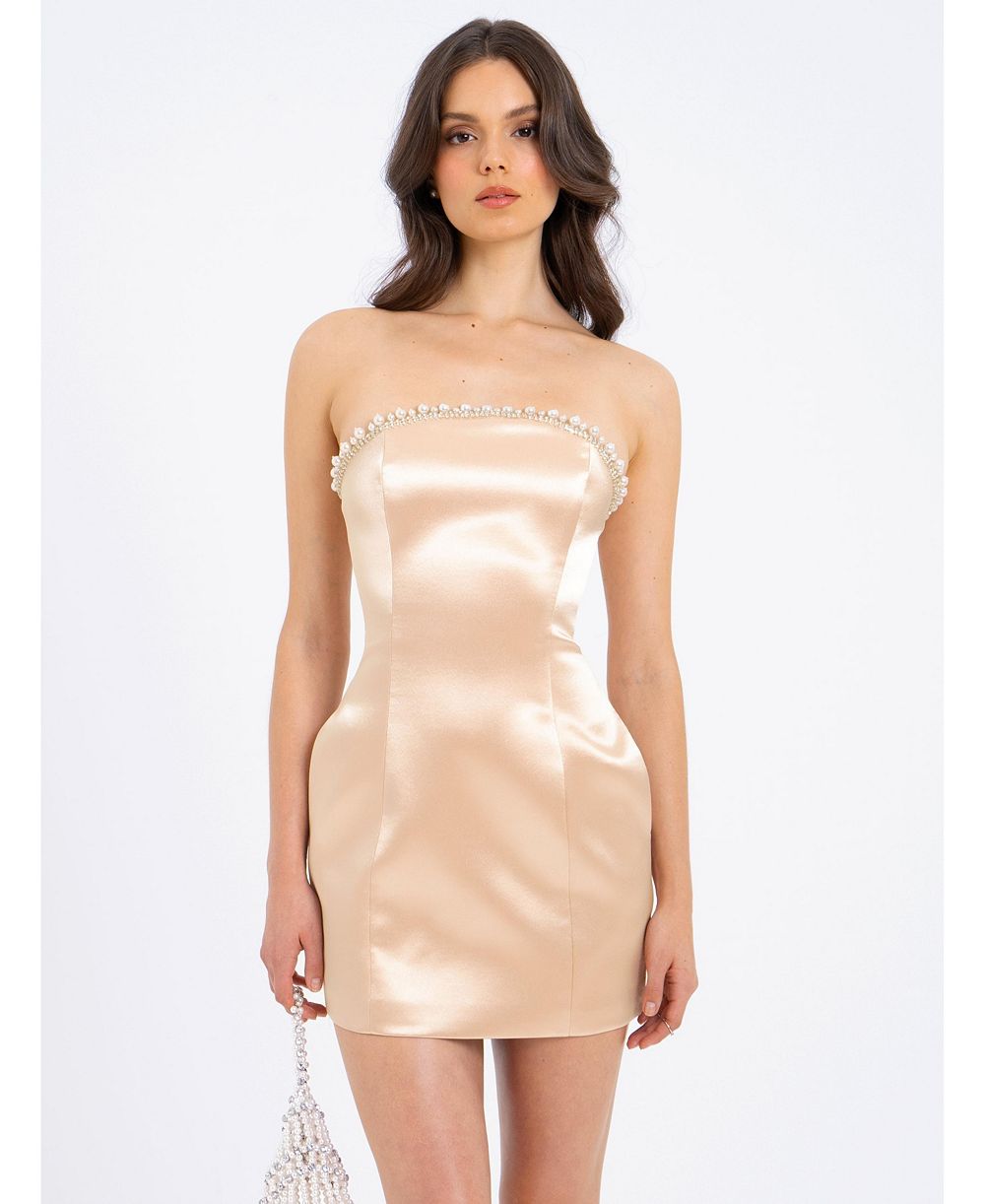 Женское мини-платье Miss Circle Paisley Pearl Trim Gold Sleeveless