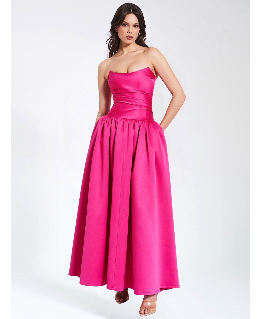 Miss Circle Женское вечернее платье Miss Walterina Fuchsia Satin Strapless Drop Waist Corset Gown
