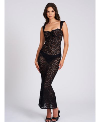 Miss Circle Women's Veronica Black Lace Maxi Dress