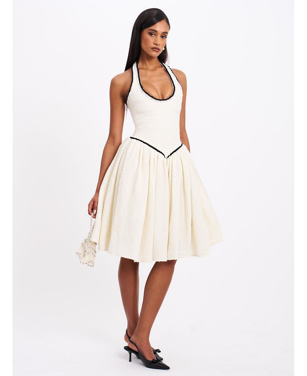 Миди-платье Miss Circle Women's Natalie U Neck Halter Drop Waist Tweed