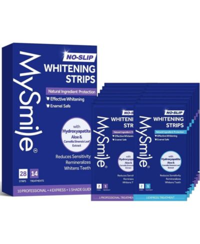MySmile Teeth Whitening Strips, Hydroxyapatite-Infuse Strips, Non-Sensitive Teeth Whitening with Natural Ingredients, Enamel-Safe, Non-Slip (14 Sets)