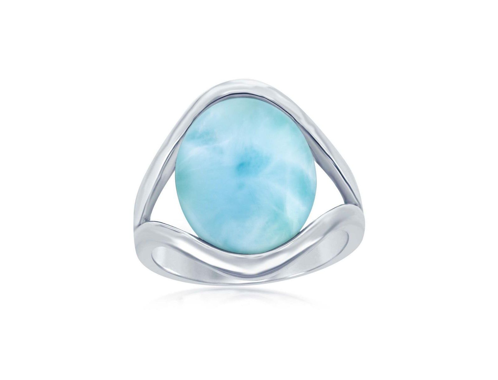 Sterling Oval Larimar with Open Sides Ring