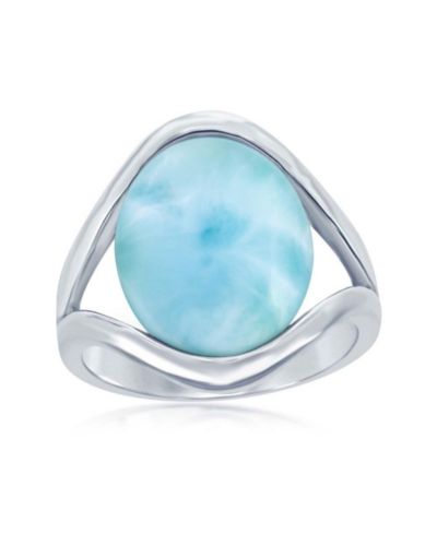 Кольцо Sterling Oval Larimar с открытыми боковыми сторонами