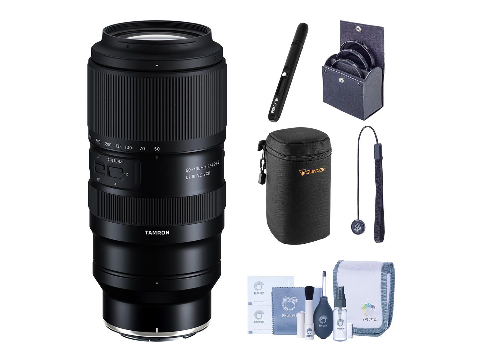 Объектив Tamron 50-400mm f/4.5-6.3 Di III VC VXD для Nikon Z с комплектом фильтров, чехлом и средствами для чистки