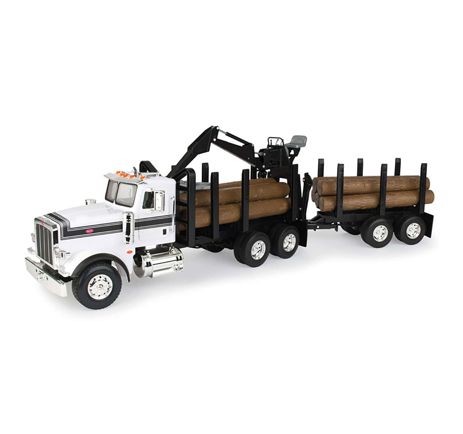 Ertl 1/16 Scale Big Farm Lights and Sounds Peterbilt Model 376 Logging Truck with Pup Trailer