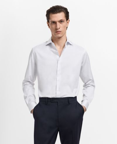Мужская хлопковая рубашка Mango Slim Fit Striped Dress Shirt