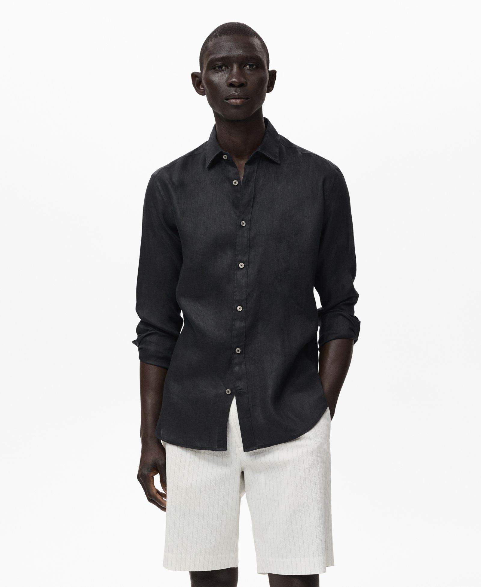 Mango Men's Linen Long Sleeve Shirt