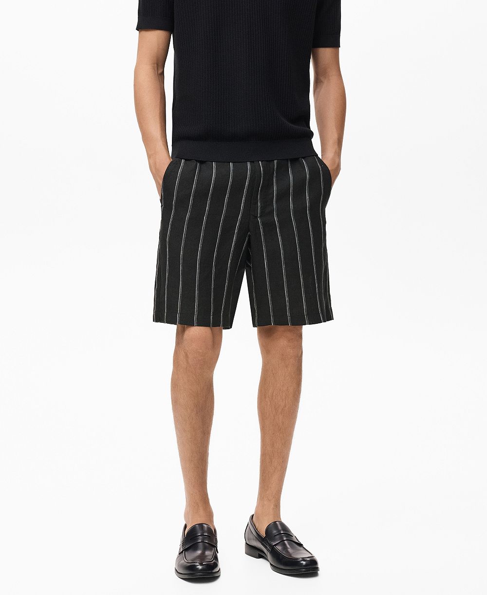 Мужские шорты Mango Striped Linen-Blend 8.5" Bermuda