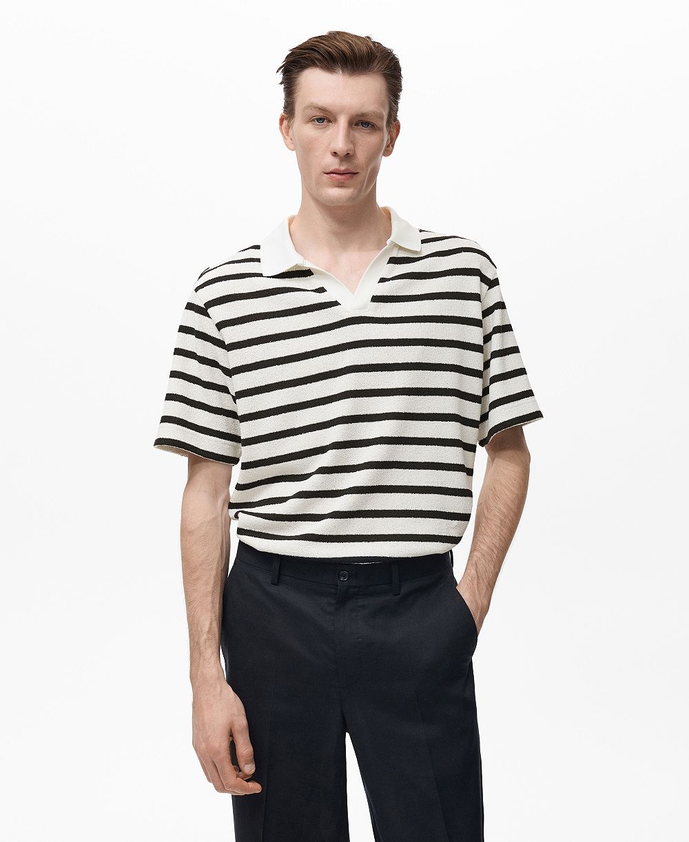 Мужская поло Mango Striped Textured Knitted
