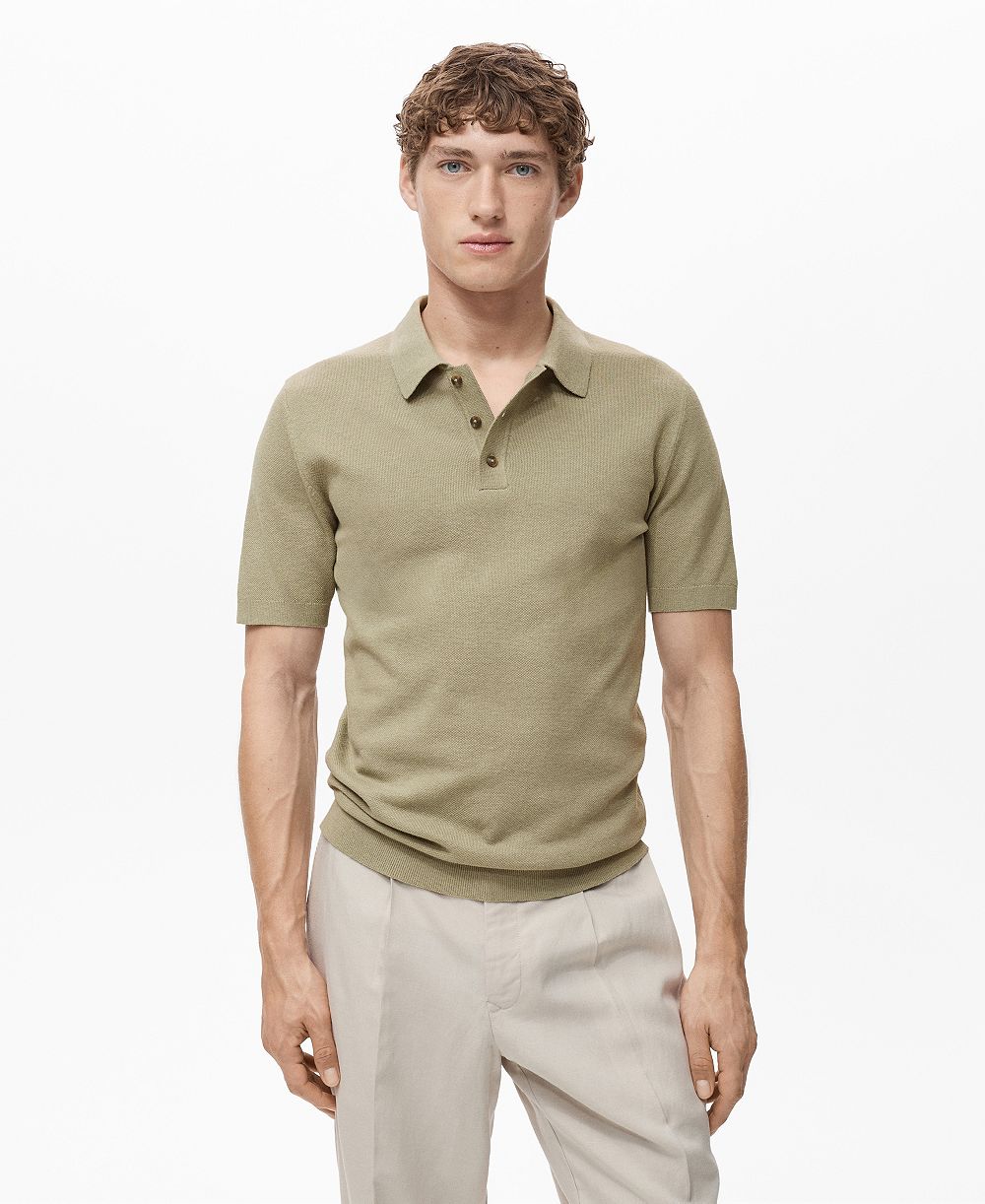 Mango Men's Fine-Knit Cotton Polo Shirt