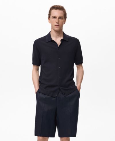 Mango Men's Rib-Knit Shirt