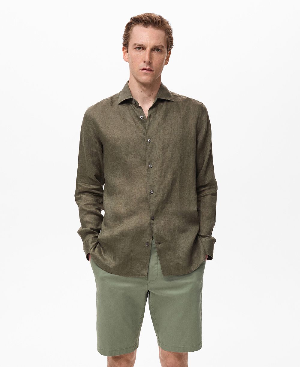 Мужская рубашка Mango Linen Slim-Fit