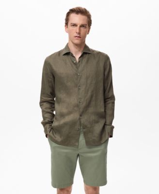 Мужская рубашка Mango Linen Slim-Fit