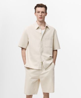 Mango Men's Short Sleeve Linen-Blend Shirt