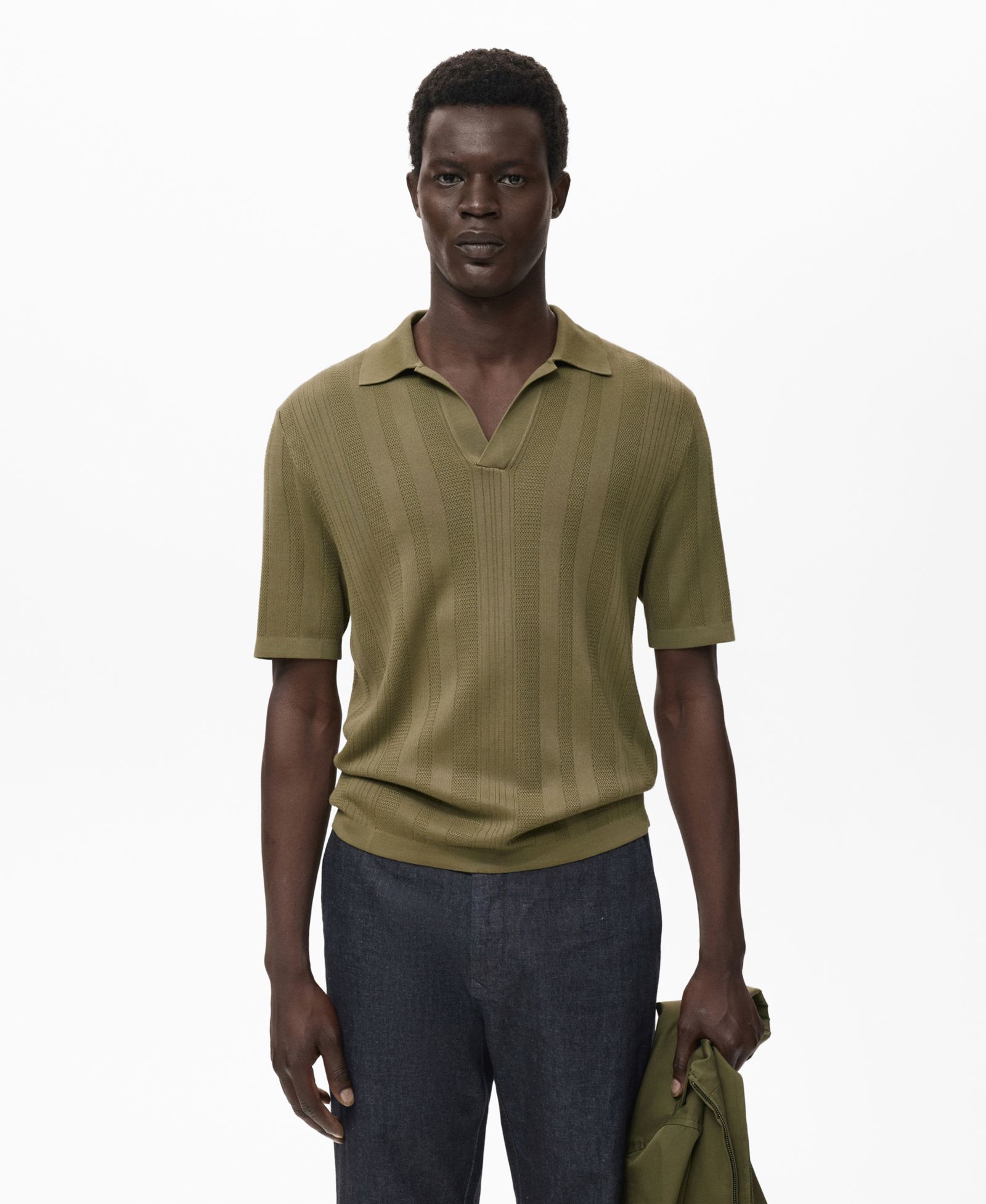Мужская рубашка поло Mango Ribbed Knit