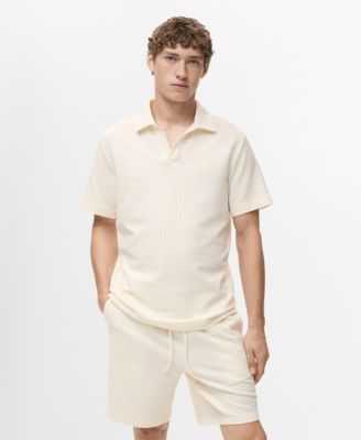Mango Men's Seersucker Cotton Polo Shirt