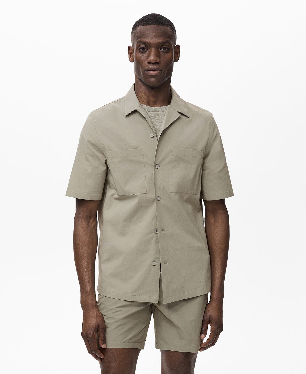 Mango Men's Pockets and Bowling Collar Shirt