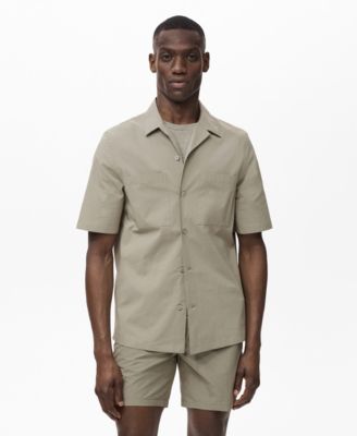 Mango Men's Pockets and Bowling Collar Shirt