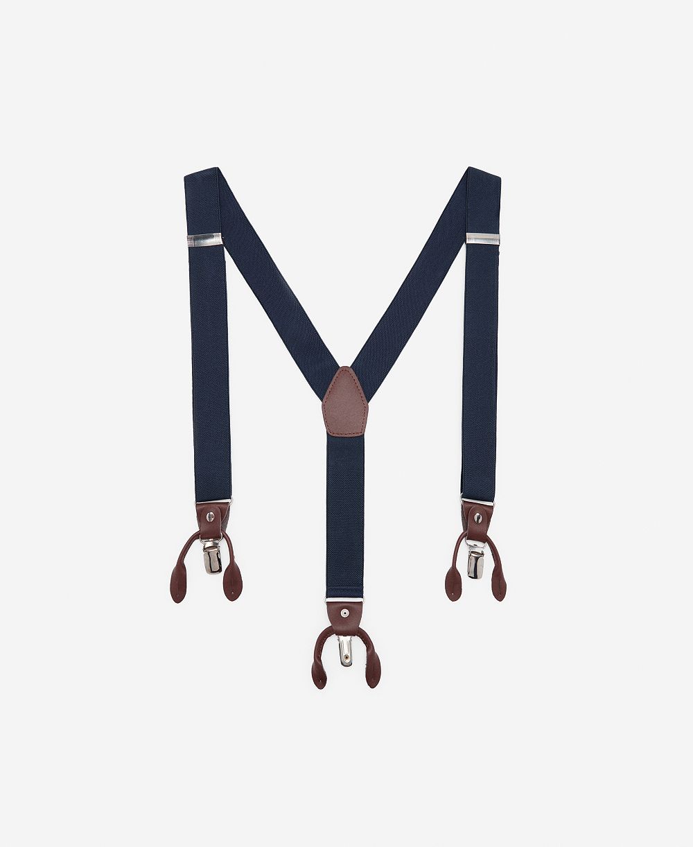 Mango Men's Leather Details Adjustable Elastic Suspenders