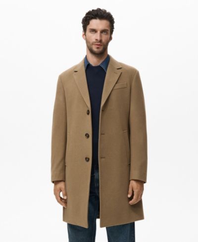 Mango Men's Straight Fit Wool-Blend Overcoat