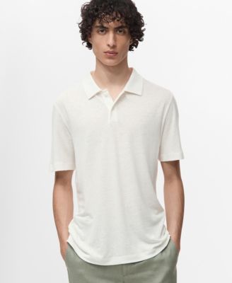 Mango Мужская рубашка поло Slim Fit из смеси льна