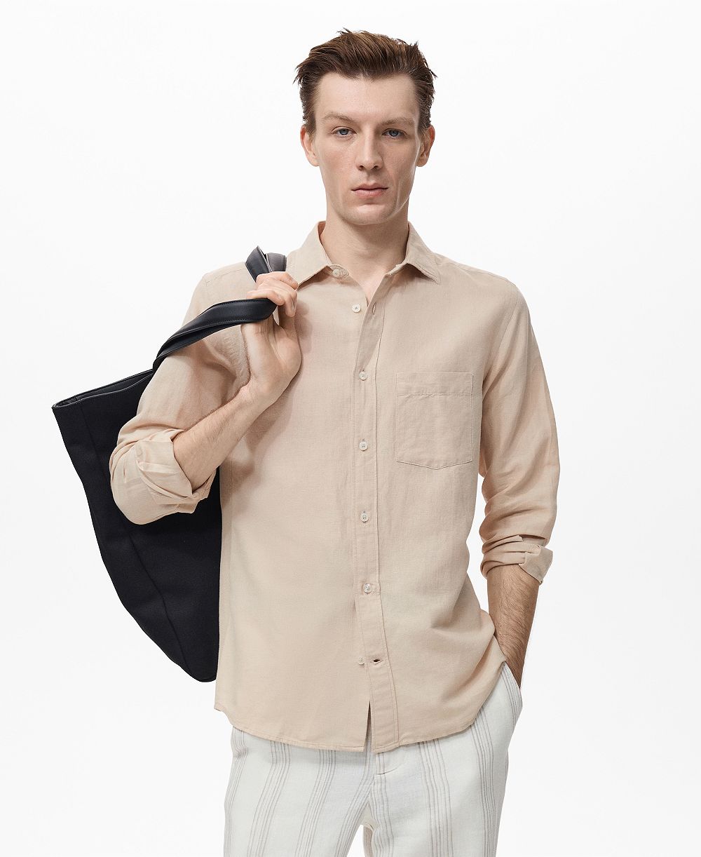 Mango Men's Pocket Linen Shirt