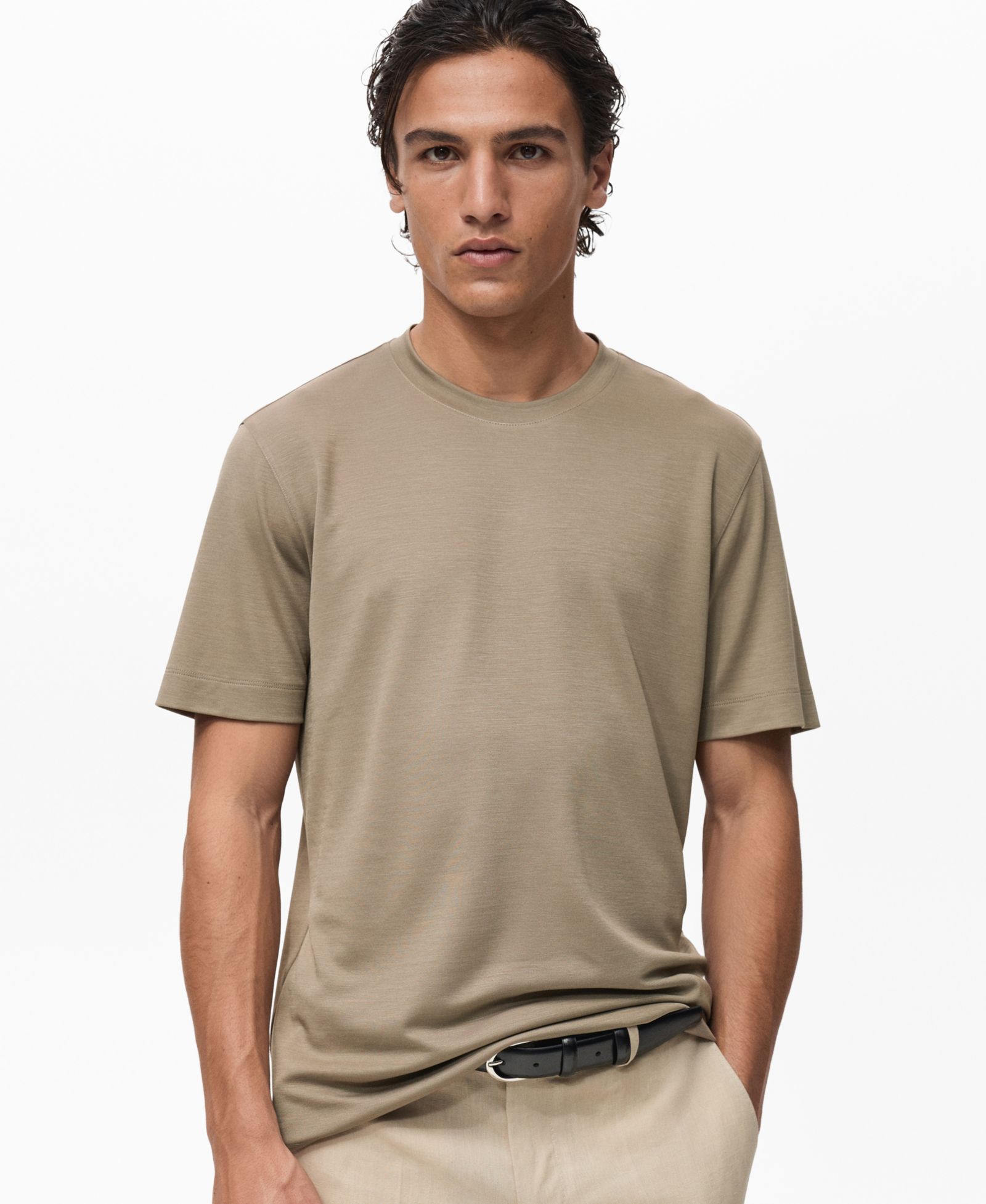 Mango Men's Short-Sleeved Lyocell T-Shirt