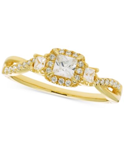 Помолвочное кольцо Diamond Princess Halo Twist, 14k Gold, 1/2 ct. t.w.