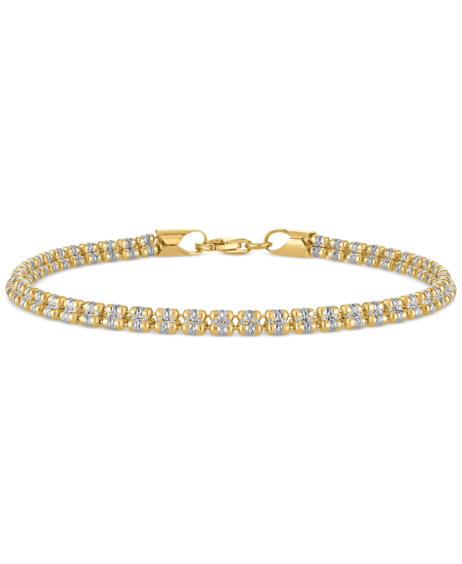 Мужской браслет Macy's Men's Diamond-Cut Ice Chain в 14k Gold Over Sterling Silver