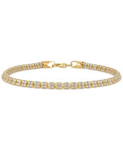 Macy's Men's Diamond-Cut Ice Chain Bracelet in 14k Gold Over Sterling Silver