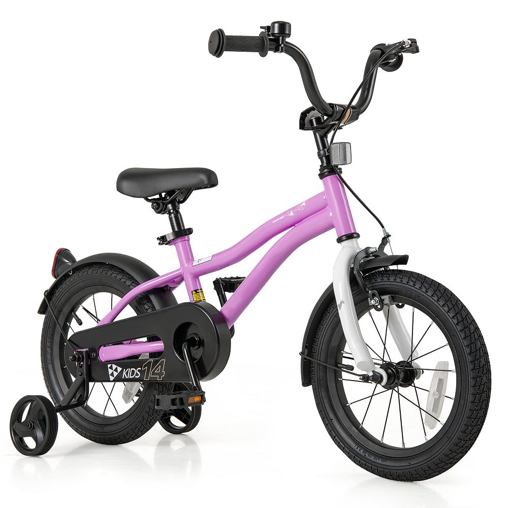 Slickblue 14-Inch Kids' Bicycle with Dual Brake System and Removable Training Wheels, 110 lbs Capacity, Ages 3-8