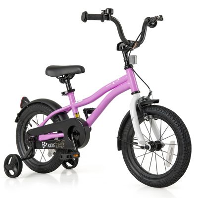 Slickblue 14-Inch Kids' Bicycle with Dual Brake System and Removable Training Wheels, 110 lbs Capacity, Ages 3-8