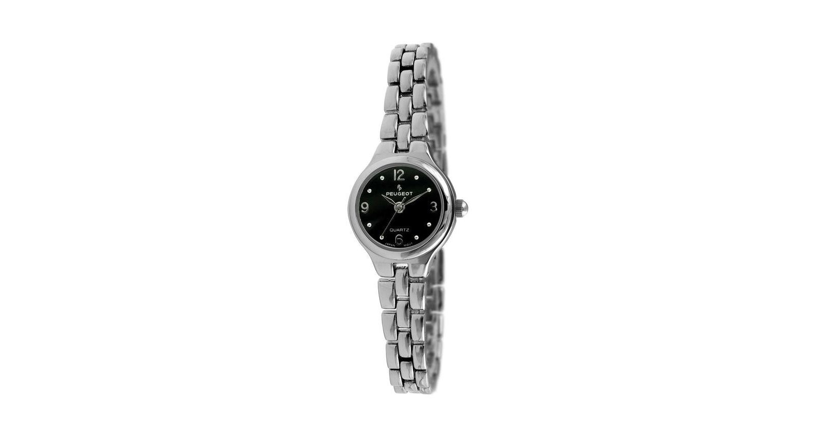 Peugeot Women 22mm Round Silver Self-Adjust Link Bracelet Watch