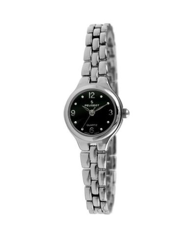 Peugeot Women 22mm Round Silver Self-Adjust Link Bracelet Watch