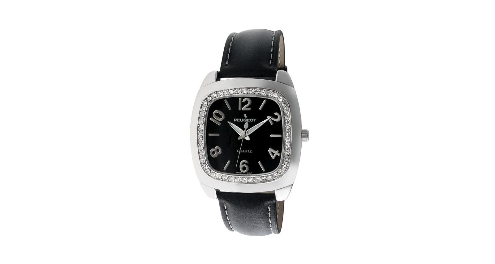 Peugeot Женские наручные часы Boyfriend, черные, 40mm, кожаный ремешок