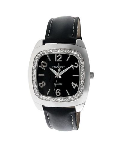 Peugeot Женские наручные часы Boyfriend, черные, 40mm, кожаный ремешок
