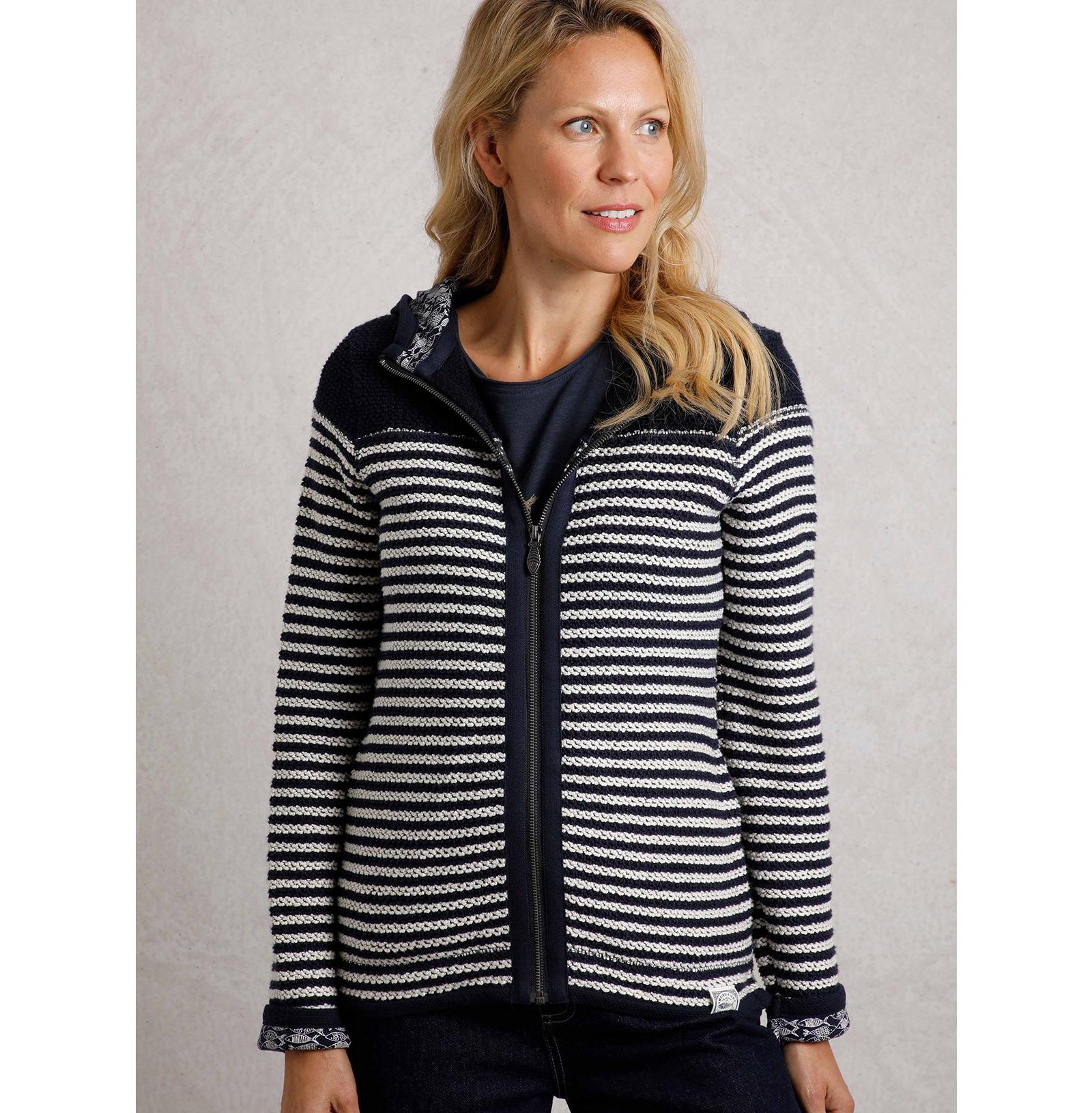 Женское худи Weird Fish Bianca Full Zip Stripe Macaroni
