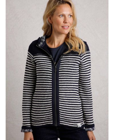 Женское худи Weird Fish Bianca Full Zip Stripe Macaroni