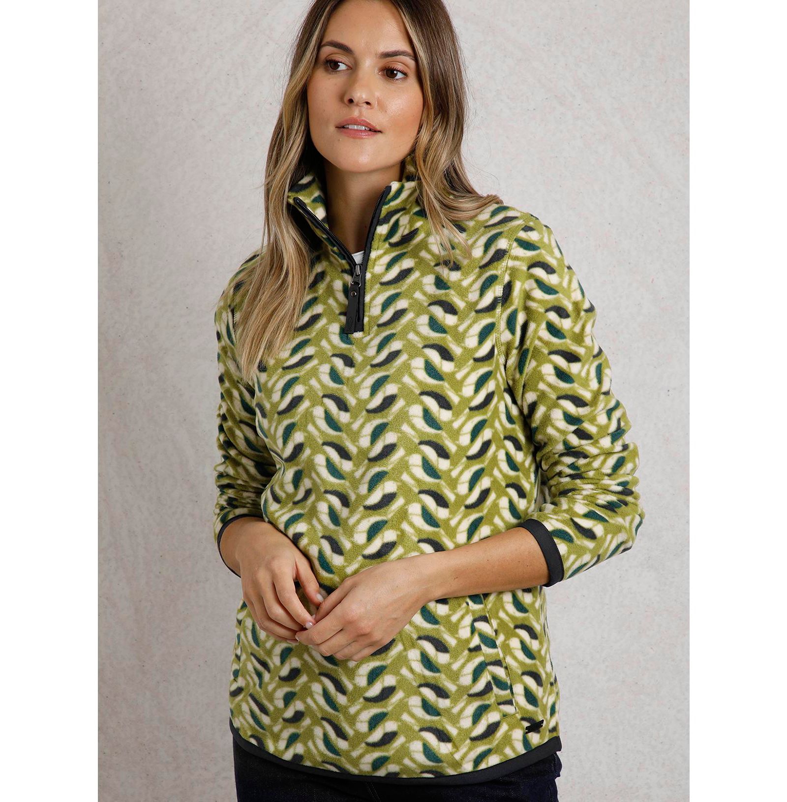 Weird Fish Women's Reena 1/4 Zip Printed Microfleece