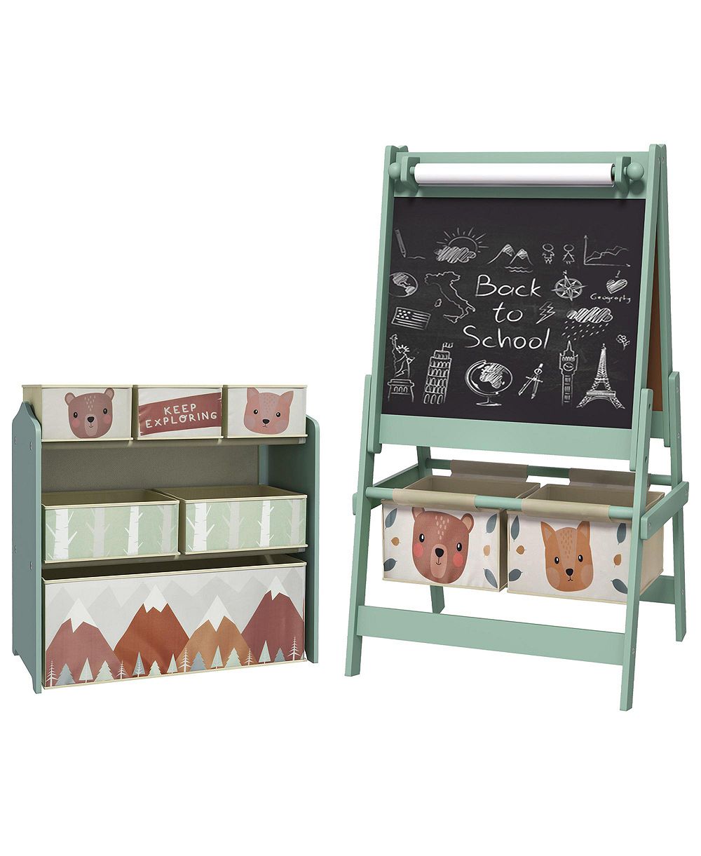 Органайзер для игрушек Qaba Kids Toy Organizer and Kids Easel Set с 6 Storage Bins