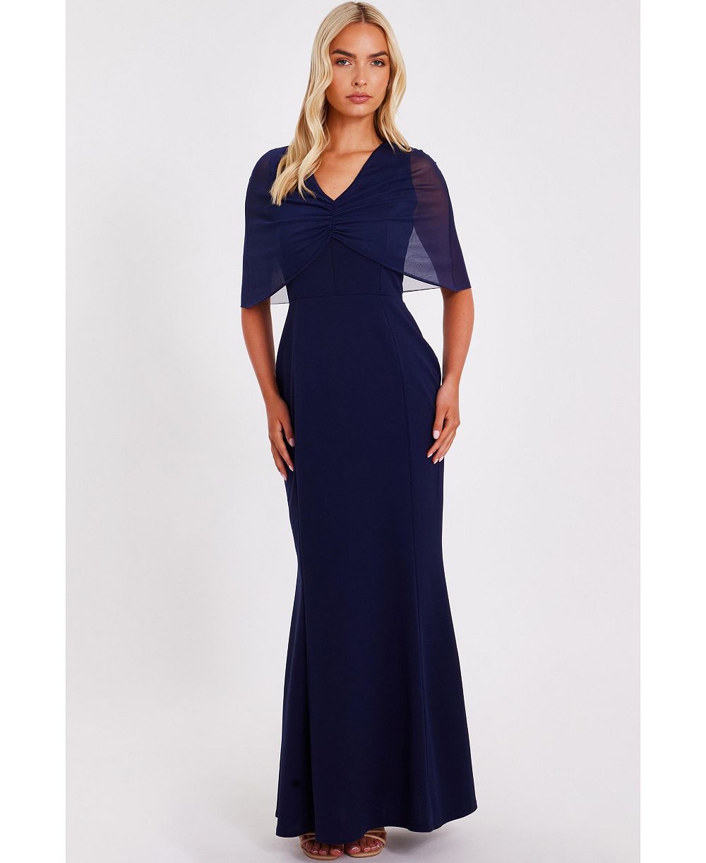 QUIZ Women's Mesh Cape Maxi Dress