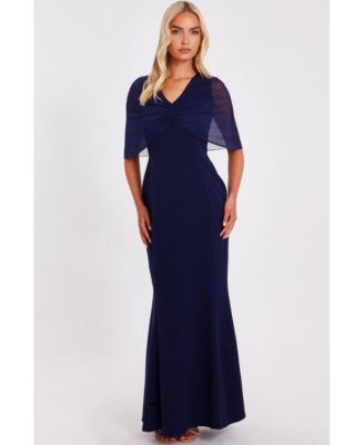 QUIZ Women's Mesh Cape Maxi Dress