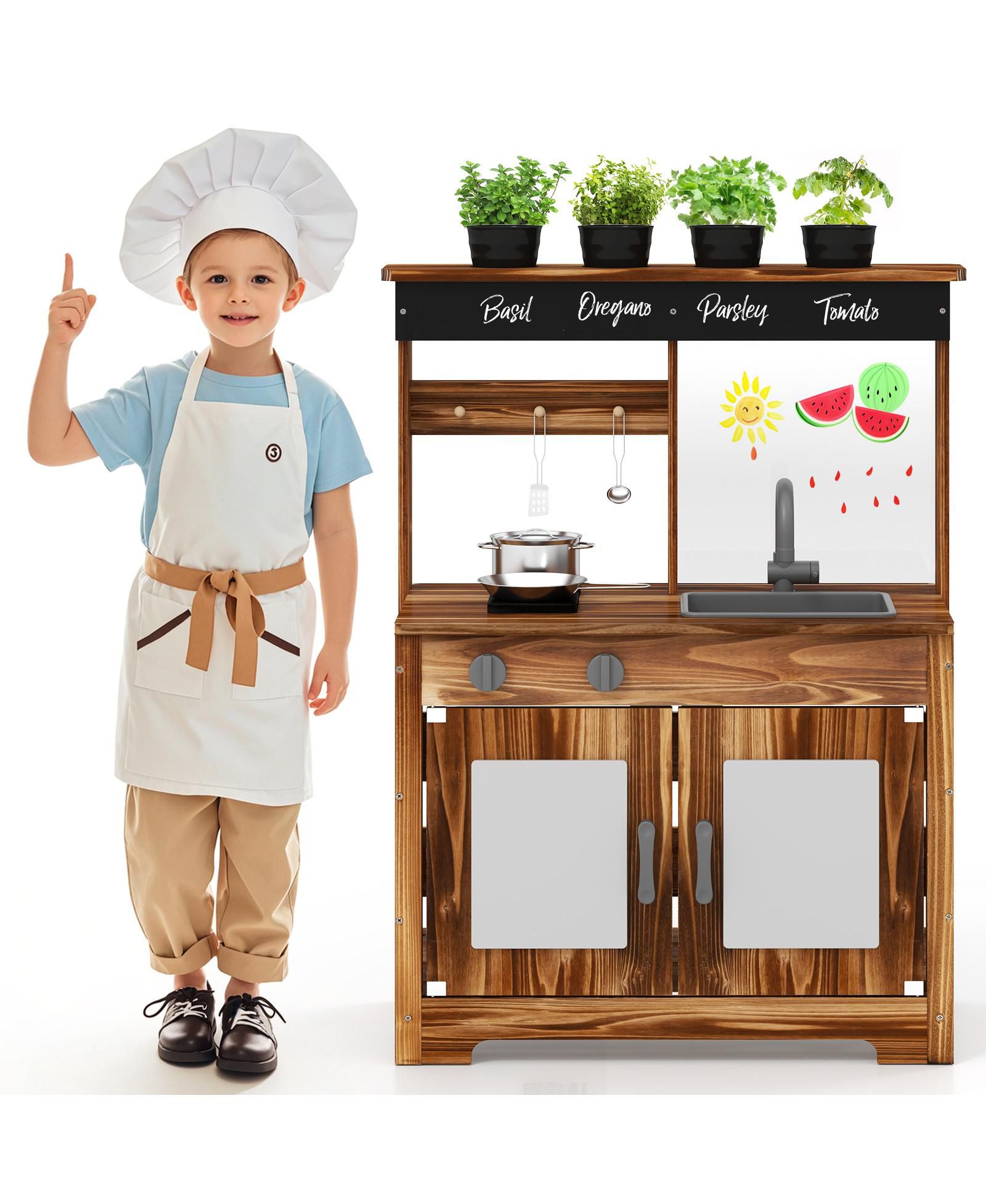 Игровая кухня из ели Mud Kitchen с горшком и краном