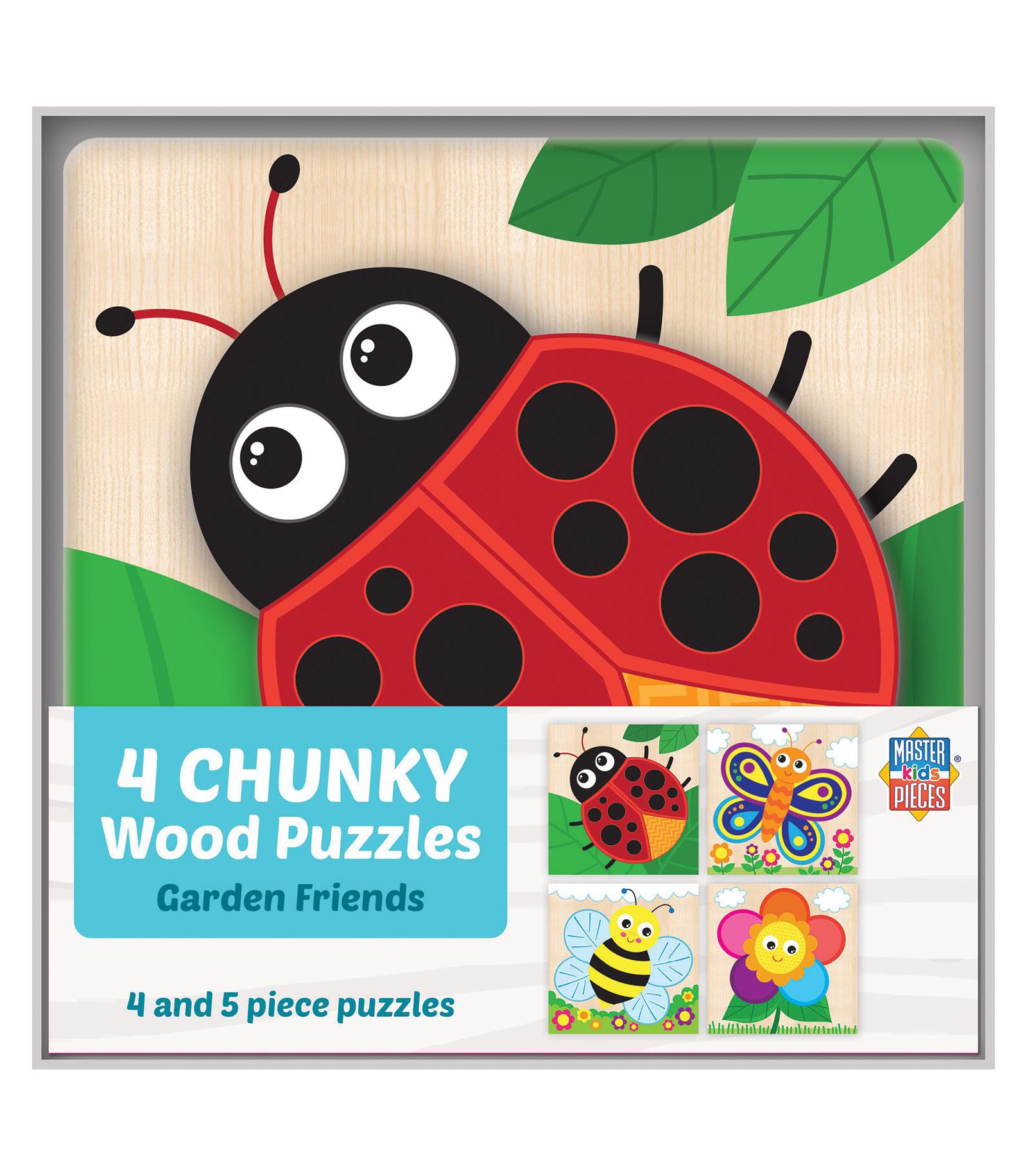 Детский деревянный пазл MasterPieces Garden Chunky Wood 4 Pack