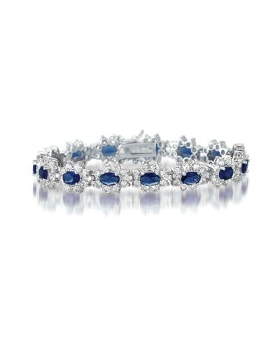 Sterling Plated with Colored Cubic Zirconia Link Bracelet