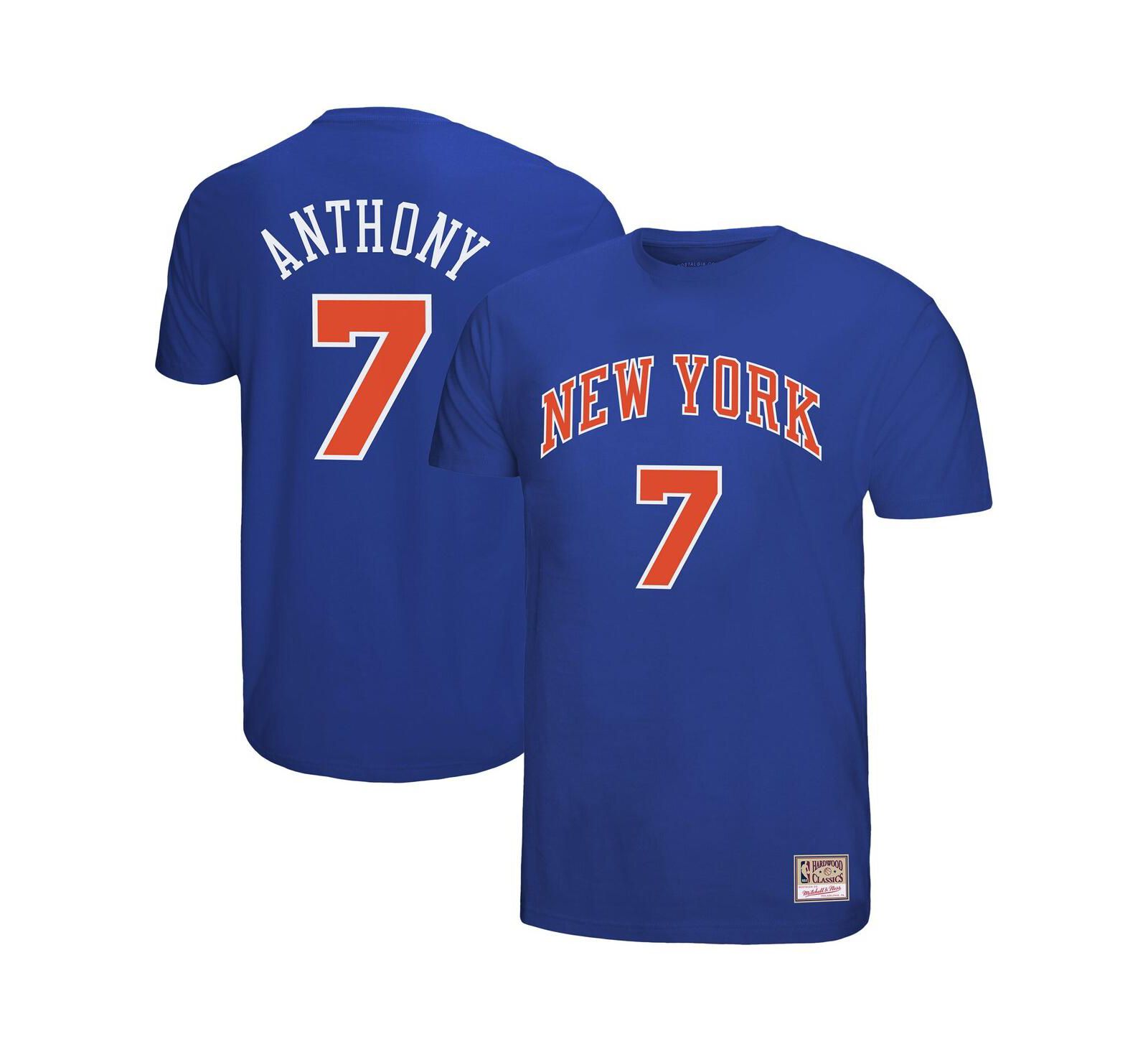 Mitchell & Ness Men's Carmelo Anthony Royal New York Knicks Hardwood Classics Retro Name & Number T-Shirt